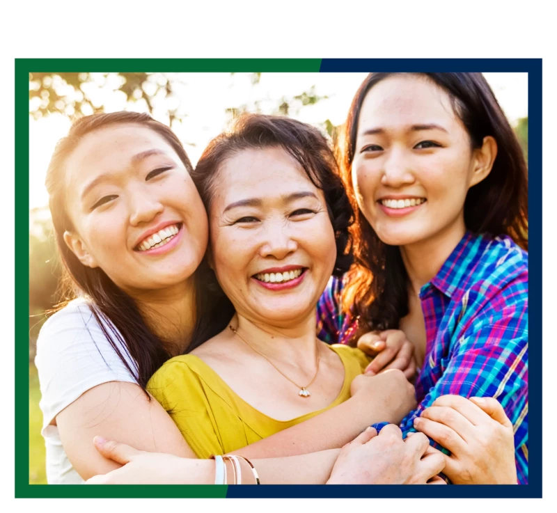 A mother and her two daughters.