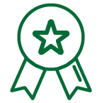 Icon of an award ribbon with a star on it