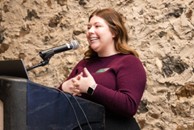 WSFS associate speaking into microphone