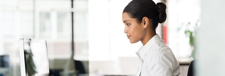 Woman using computer.