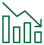 Icon of a chart with a jagged decreasing arrow.
