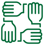 Icon of four interlocked hands.