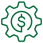 Icon of a cog with a $ on it.