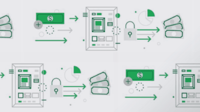 Instructional image showing workings of ATM.