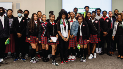 Students from Chester Charter Scholars Academy attend a Learn & Explore Workshop at WSFS in collaboration with the Philadelphia Union Foundation’s iAM Project.