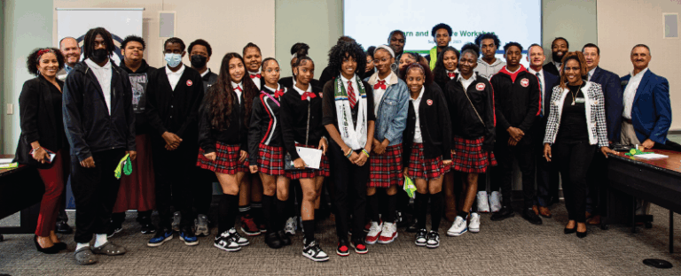 Students from Chester Charter Scholars Academy attend a Learn & Explore Workshop at WSFS in collaboration with the Philadelphia Union Foundation’s iAM Project.