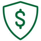 Icon of a shield with $ on it.
