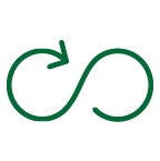 Icon of an arrow in the looped shape of an infinity symbol.