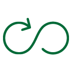 Icon of an arrow in the looped shape of an infinity symbol.