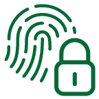 Icon of a fingerprint and a padlock.