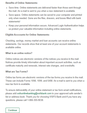 Step 3 for enrolling in paperless statements