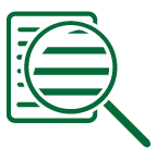 Icon of a magnifying glass going over a document.